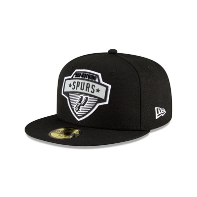 Black San Antonio Spurs Hat - New Era NBA Tip Off Edition 59FIFTY Fitted Caps USA3926504